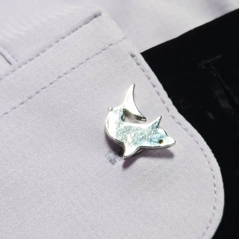 Dolphin Cufflinks Men’s Novelty French Cuff Silver Bullet Back Nautical Gift